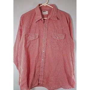 VTG Montgomery Ward 17-17.5 XLG Mens Shirt Western  Dagger Collar 70s Pearl Snap